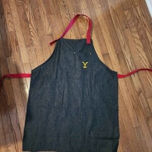 Yellowstone Denim Apron with Red Straps